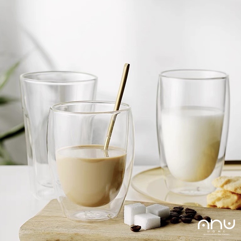 |Double Clear glass|แก้วดื่มสองชั้น กันความร้อนเย็นขณะจับ ตัวแก้วเนื้อหนามีนำ้หนัก ทนความร้อน