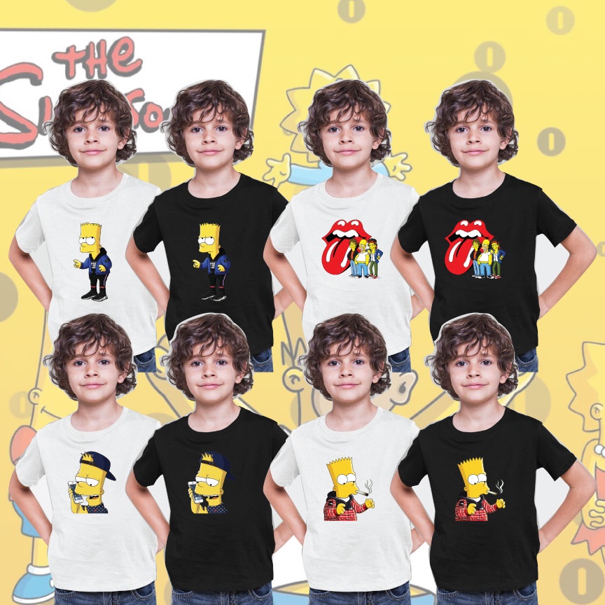 Baju Kartun The Simpsons Kanak เสื้อยืดเด็กการ์ตูนคุณภาพพรีเมี่ยม / THE SIMPSONS