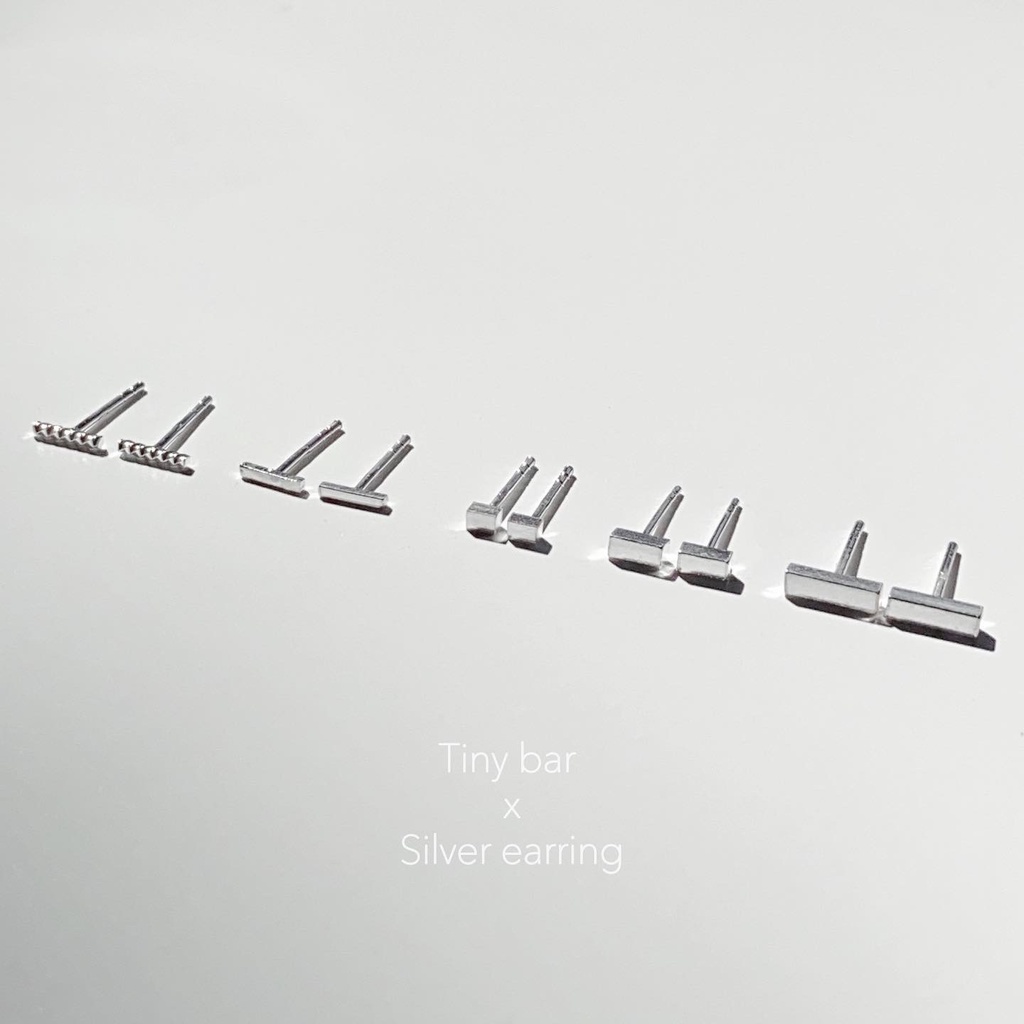 annita.silver - tiny bar earring silver925//ต่างหูเงินแท้รูปตัวที ไม่ลอก ไม่แพ้ไม่คัน เหมาะกับคนแพ้ง่าย