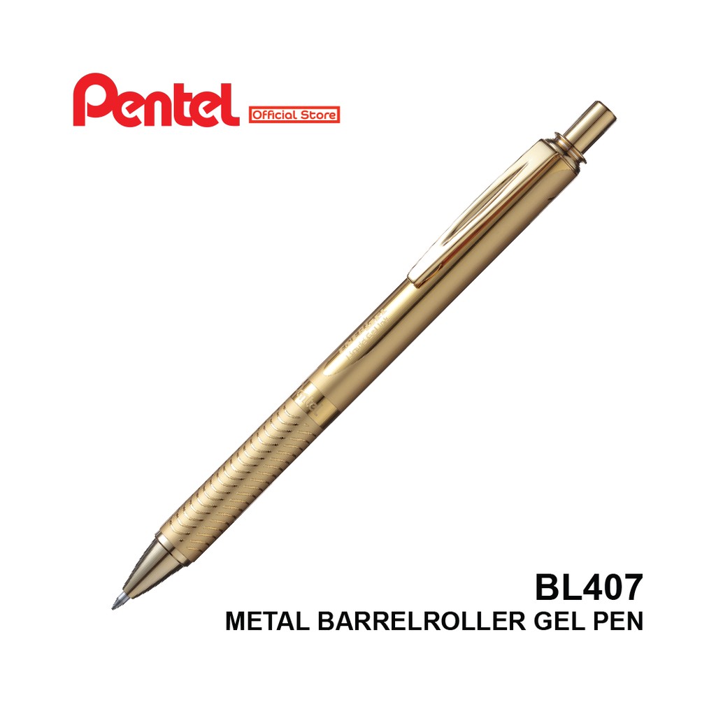 Pentel BL407 Metal Barrel Gel Roller Pen [BLACK INK](0.7mm)
