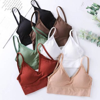 Pretty Bra PB-008 เสื้อในสายเดี่ยว คอ V เว้าหลัง  ไร้โครง ดันทรง ผ้ายืดใส่สบาย