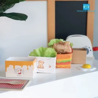 Goodboxpack (แพ็คละ50ใบ)กล่องใส่แซนวิช ใส่ทิมเบอริง ขนาดกว้าง 6 x ยาว 10 x สูง 6 ซม.