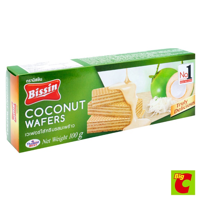 บิสชิน เวเฟอร์ ไส้ครีมรสมะพร้าว 100 ก.