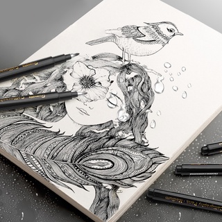 ปากกาพู่กัน หมึกสีดํา ปลายนิ่ม สําหรับนักเรียน วาดภาพ ระบายสี สายตะขอ ปากกาฝึกเขียนพู่กัน