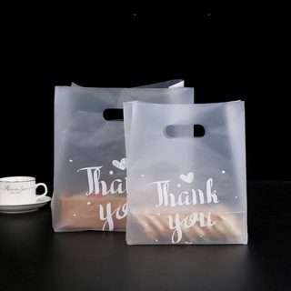 ถุงหูหิ้ว ลายThank You (50 ใบ/แพ็ค) ถุงเบเกอรี่ ถุงลายน่ารักสไตล์เกาหลื ถุงใส่เค้ก มี3ขนาดให้เลือก แพ็คละ50ใบ
