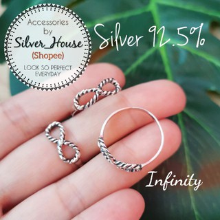 แหวนเงินแท้ 92.5% ลายอินฟินิตี้ Infinity​ เกลียวเชือก​ลงดำสไตล์วินเทจสวยมาก