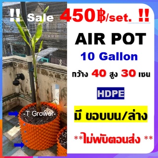 กระถาง air pot สีส้ม 10 Gallon กระถางแอร์พอต ปลูก420 (air pot) size 40*30 cm (Orange) กระถางต้นไม้ กระถางพลาสติก