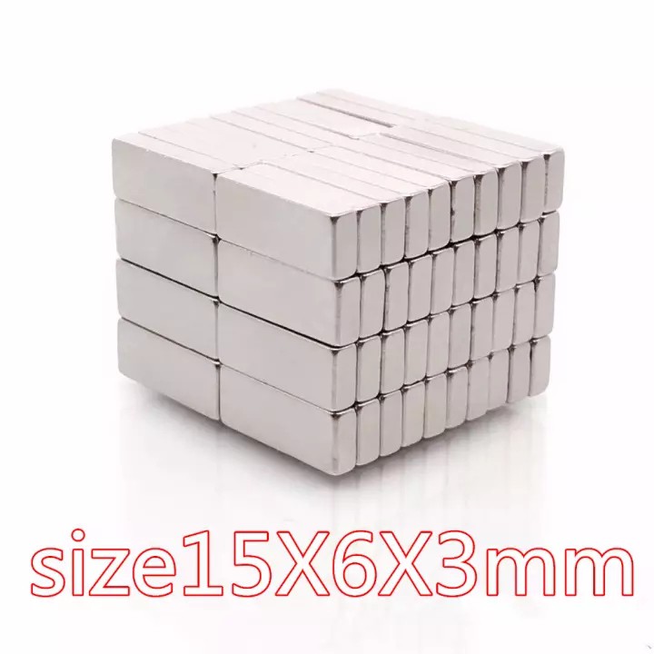 10ชิ้น แม่เหล็ก 15*6*3มิล Magnet Neodymium 15x6x3มิล แม่เหล็กแรงสูง สี่เหลี่ยม 15x6x3mm แม่เหล็กนีโอ