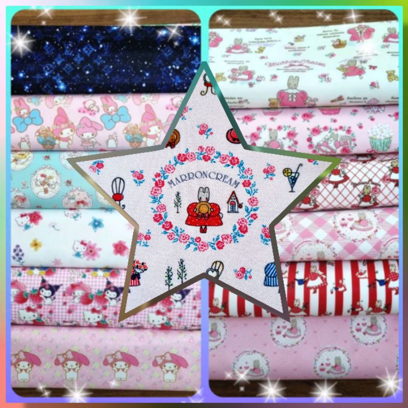 เศษผ้าโพลีสะท้อนน้ำ#5 ลายมารอน  (ขนาดส. 45*35 Cm.) ตัดต่อเนื่องได้ 💖มีลายใหม่มาเพิ่มและเติมสต๊อคค่า💖