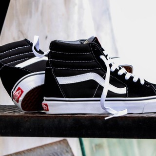 Oldskool Vans Classic Sk8-Hi รองเท้ากีฬาแฟชั่นสีดํา/สีขาว