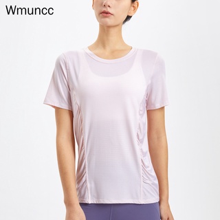 Wmuncc เสื้อยืดแขนสั้น ทรงหลวม ระบายอากาศได้ดี แบบแห้งเร็ว เหมาะกับใส่เล่นโยคะ วิ่งออกกําลังกาย สําหรับผู้หญิง