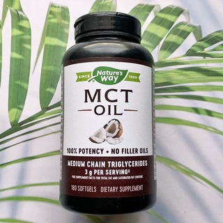 น้ำมันมะพร้าวสกัด 100% MCT Oil Medium Chain Triglycerides 180 Softgels (Natures Way®)