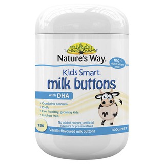 Natures Way Kids Smart Milk Buttons with DHA Vanilla 150 Chewable Buttons