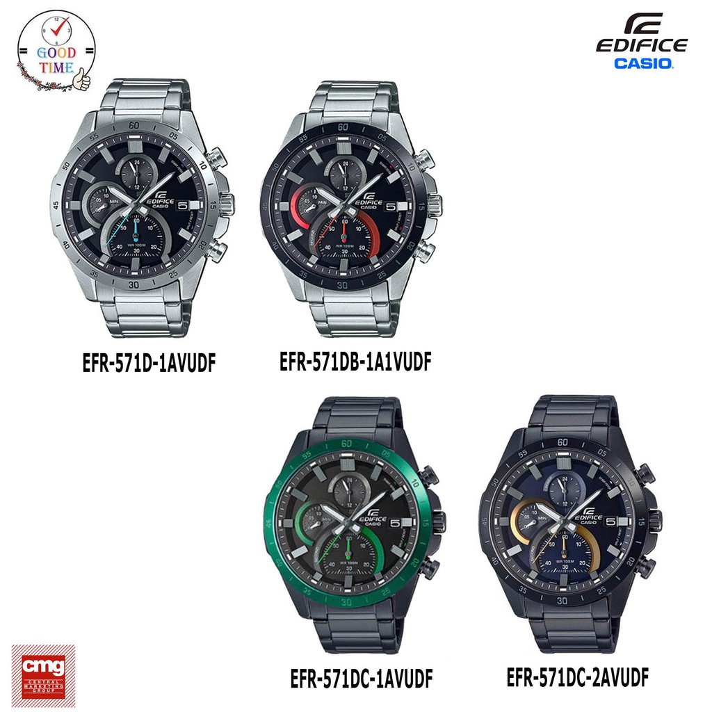 Casio Edifice แท้ นาฬิกาข้อมือผู้ชาย รุ่น EFR-571D-1AVUDF,EFR-571DB-1A1VUDF  (สินค้าใหม่ ของแท้ ประก