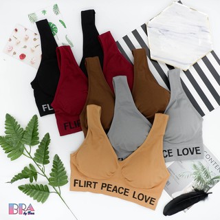 💥สินค้าใหม่💥 สปอร์ตบราไร้ขอบไร้โครง สกรีนลายLOVE มีฟองน้ำ (no.305) พร้อมส่ง