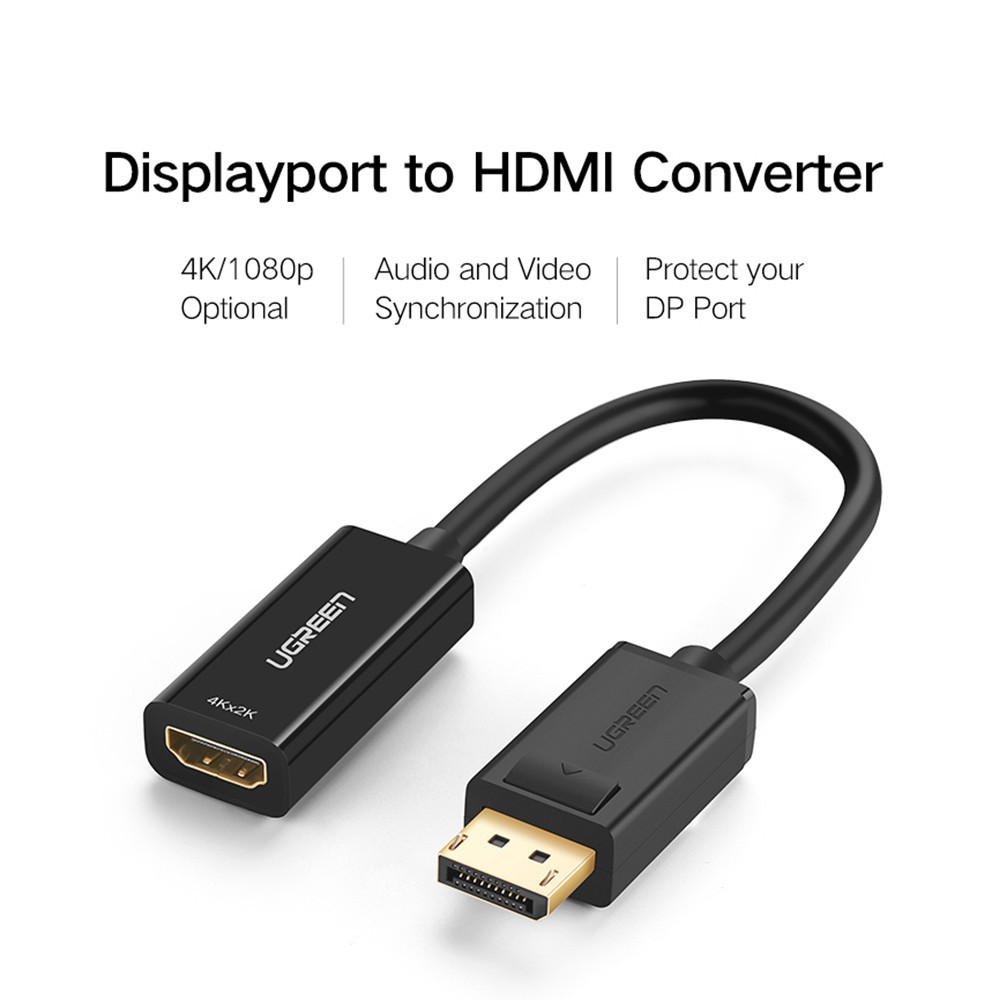 UGREEN รุ่น 40362 Displayport to HDMI Converter 1080P สายต่ออุปกรณ์รองรับการใช้งาน Computer Laptop TV Projector