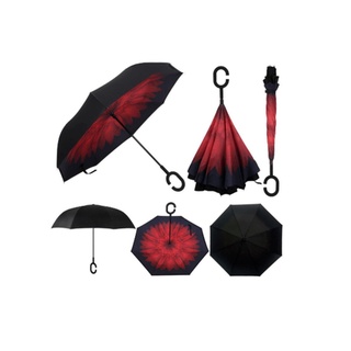 ร่มกลับด้าน(2ชั้น) รุ่น HH-F10 RED/BLK ขนาด108*80ซม.Tree O สีแดง-ดำ
