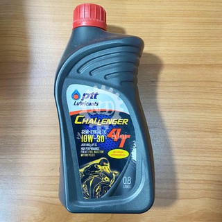 PTT ขวดสีดำ ฝาแดง Challenger SEMI-SYNTHETIC TECHNOLOGY น้ำมันเครื่องรถจักรยานยนต์ 4T 10W-30 ขนาด 0.8 ลิตร