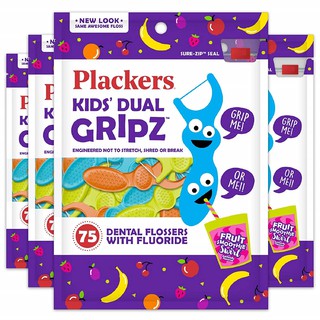 นำเข้า 🇺🇸 ไหมขัดฟันเด็ก เคลือบฟลูออไรด์ รสผลไม้ 75 ชิ้น Plackers Kids Dental Floss Picks ราคา 250 บาท