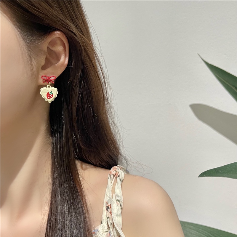 Korean Version Of S925 ต่างหูรูปสตรอเบอร์รี่สไตล์เกาหลีสําหรับผู้หญิง - รูปที่ 5