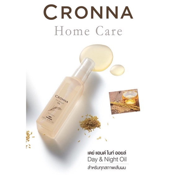 MILBON CRONNA DAY & NIGHT OIL 120 ML. ออยล์จากน้ำมันรำข้าว ช่วยให้ผมเรียบลื่น จัดทรงง่าย ไม่ชี้ฟู แล