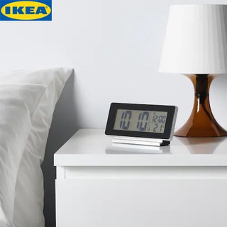 IKEA FILMIS ฟิลมิส นาฬิกาปลุก นาฬิการตั้งโต๊ะ นาฬิกา/เทอร์โมมิเตอร์/นาฬิกาปลุก สีเทา และสีดำ