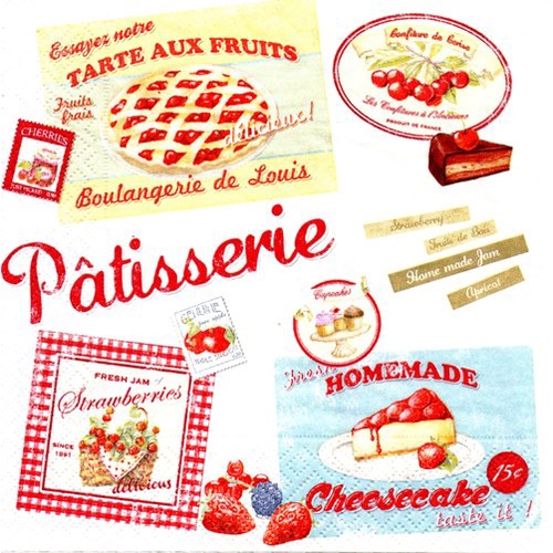 Pladao Napkin ภาพอาหาร เค้ก Vintage Home Collection Fruits กระดาษ แนพกิ้น สำหรับงานศิลปะ เดคูพาจ decoupage ขนาด L 33x33
