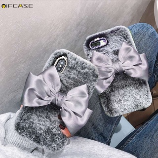 Xiaomi Mi 11 Note 10 10T 9 Pro Lite Ultra 10s CC9 CC9e 9 SE Phone Case Bowknot Bow Hairy Plush Winter Warm Cute Gray Pink Soft TPU Casing Cases Case Cover