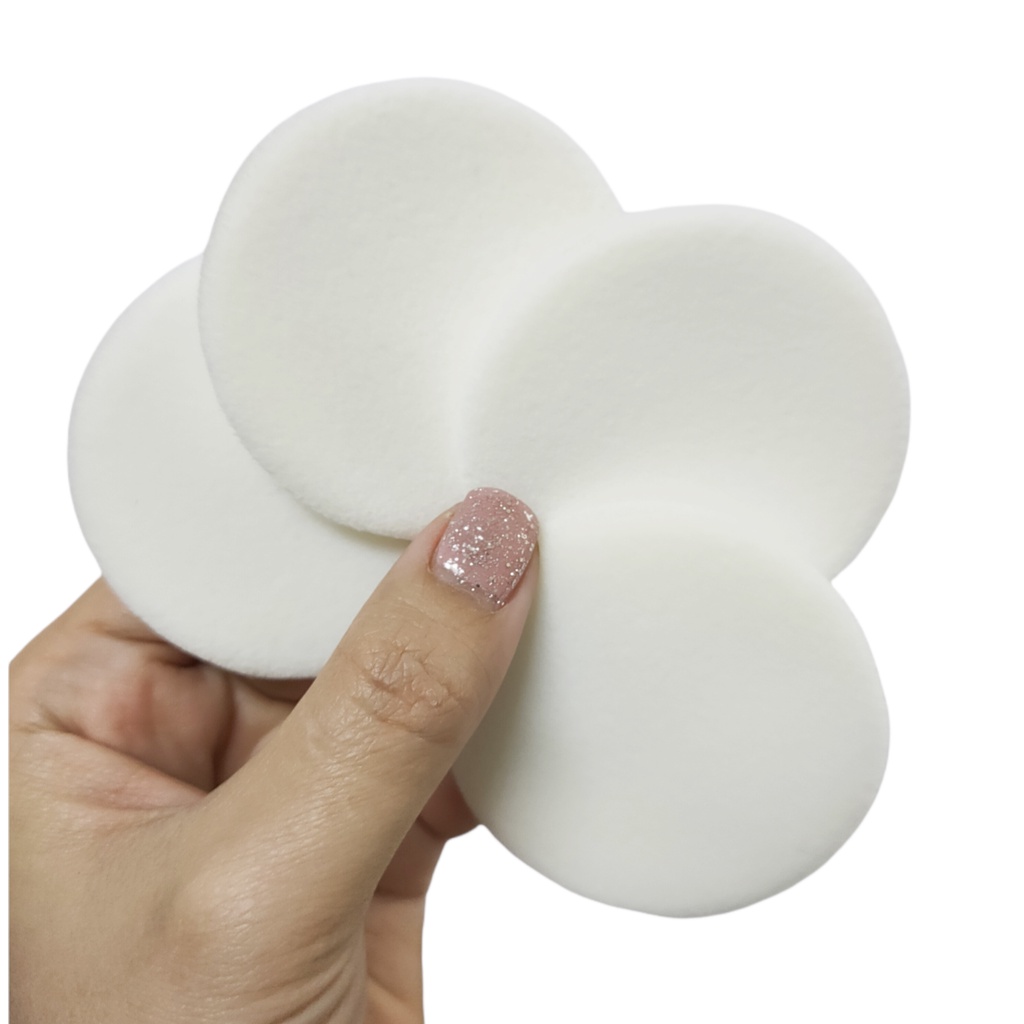 Powder Puffพัฟใยไหม(ไม่มีสายคาด) ขนฟูนุ่ม สีขาว แพ็ค10ชิ้น รหัส (OL0005) พัฟแป้งฝุ่น