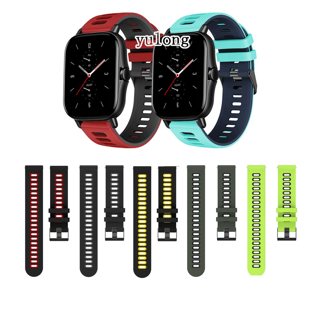 นุ่มสีจับคู่ซิลิโคนสองสี WatchBand สายรัดระบายอากาศ 20 มม.สําหรับ Huami Amazfit GTS2 GTS4 mini GTS3 GTS2e Neo GTS 2 3 4 2e