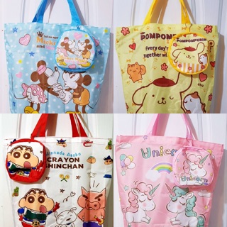 ถุงผ้าลดโลกร้อน พับได้พกพาสะดวกขนาด 40*48*48cmลายน่ารัก