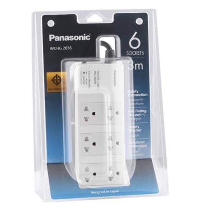 รางปลั๊กไฟ 6 ช่อง PANASONIC WCHG 2836 3 ม.
