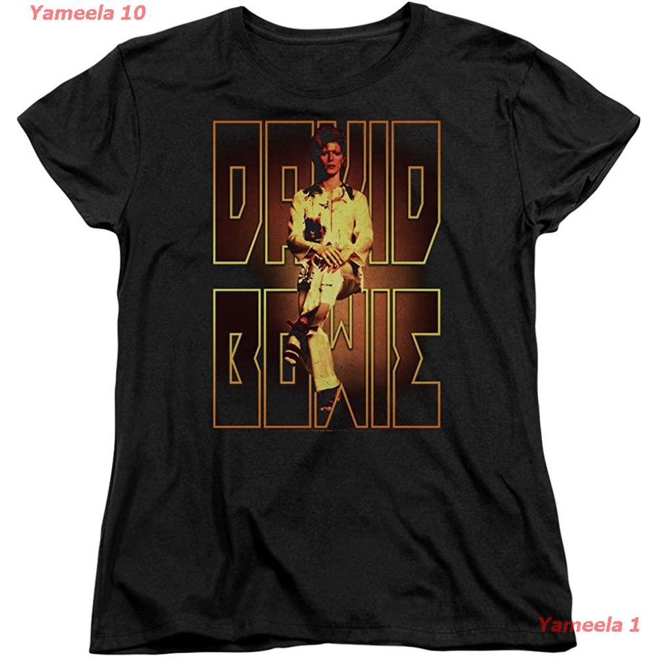ผ้าฝ้ายแท้ คอลูกเรือDavid Bowie - Perched - Women's Cap Sleeve T-Shirt เดวิด โบอี เสื้อพิมพ์ลาย แนวสตรีท ผู้หญิง ผู้ชาย