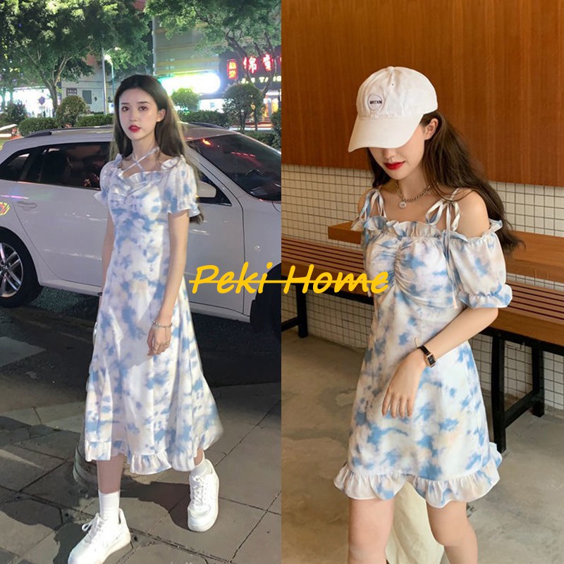 ชุดเดรสกระโปรงสั้นแต่งชายระบาย ใส่ได้หลายแบบ เดรสแขนตุ๊กตา เดรสกระโปรงหวานๆ