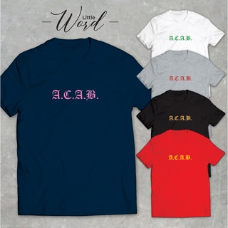 Little Word เสื้อยืดคอกลมแขนสั้นพิมพ์ลาย A.C.A.B. สไตล์มินิมอล ทรงUnisex