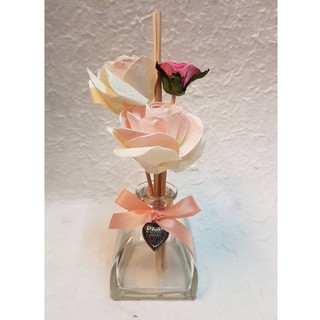 Paper rose reed with glass jar ก้านดอกกุหลาบกระดาษพร้อมแจกัน สำหรับดูดซับกลิ่น oil diffuser