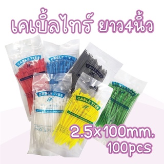 เคเบิ้ลไทร์ 4 นิ้ว（2.5*100)​12สี สายรัดพลาสติก ถุงละ 100 เส้น