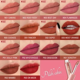 Pinkflash OhMyKiss ลิปสติก เนื้อแมตต์กำมะหยี่ กันน้ำ ติดทนนาน 18 สี