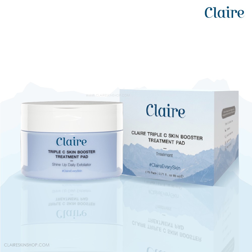 Claire Triple C Skin Booster Treatment Pad , Claire แผ่นเช็ดหน้าลดสิว 1  กระปุกมี 60แผ่น | Shopee Thailand