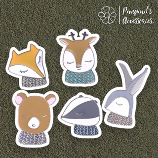 🇹🇭 พร้อมส่ง : เข็มกลัดเซ็ทหมี,กระต่าย,กวางและหมาจิ้งจอก | Bear,Rabbit,Reindeer&amp;Fox Enamel Brooch Pin Set.