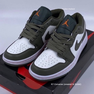 🚩 Air Jordan 1 Low Olive Green รองเท้าผ้าใบ รองเท้าผู้ชายและผู้หญิง สินค้าพร้อมกล่องใบเสร็จ