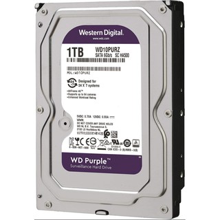 อุปกรณ์จัดเก็บข้อูล ฮาร์ดดิสก์ Western Digital 1 TB HDD CCTV WD PURPLE (5400RPM, 64MB, SATA-3, WD10PURZ)