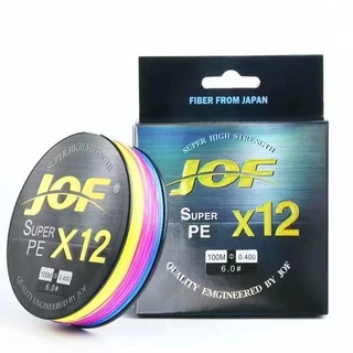 X12 JOF สาย pe X12 new ยาว 100 เมตร by JOF สายพีอี ถัก 12 สลับสี JOF Super PE X12 High Strength From Japan