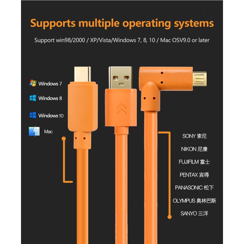 สายเคเบิลเชื่อมต่อกล้อง กับคอมพิวเตอร์ USB เป็น micro USB สําหรับ Sony A9 A7M2 RX10 IV Canon EOS M5 M6 Nikon D7500