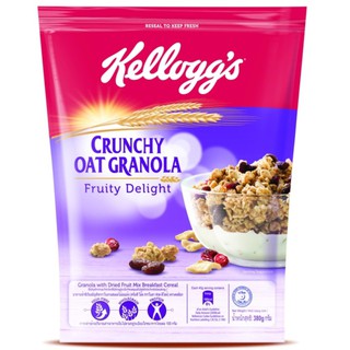 Kelloggs Crunchy Oat Granola Fruity Delight เคลล็อกส์ ซีเรียล ธัญพืช กราโนล่า ผสมผลไม้อบแห้ง 380g.