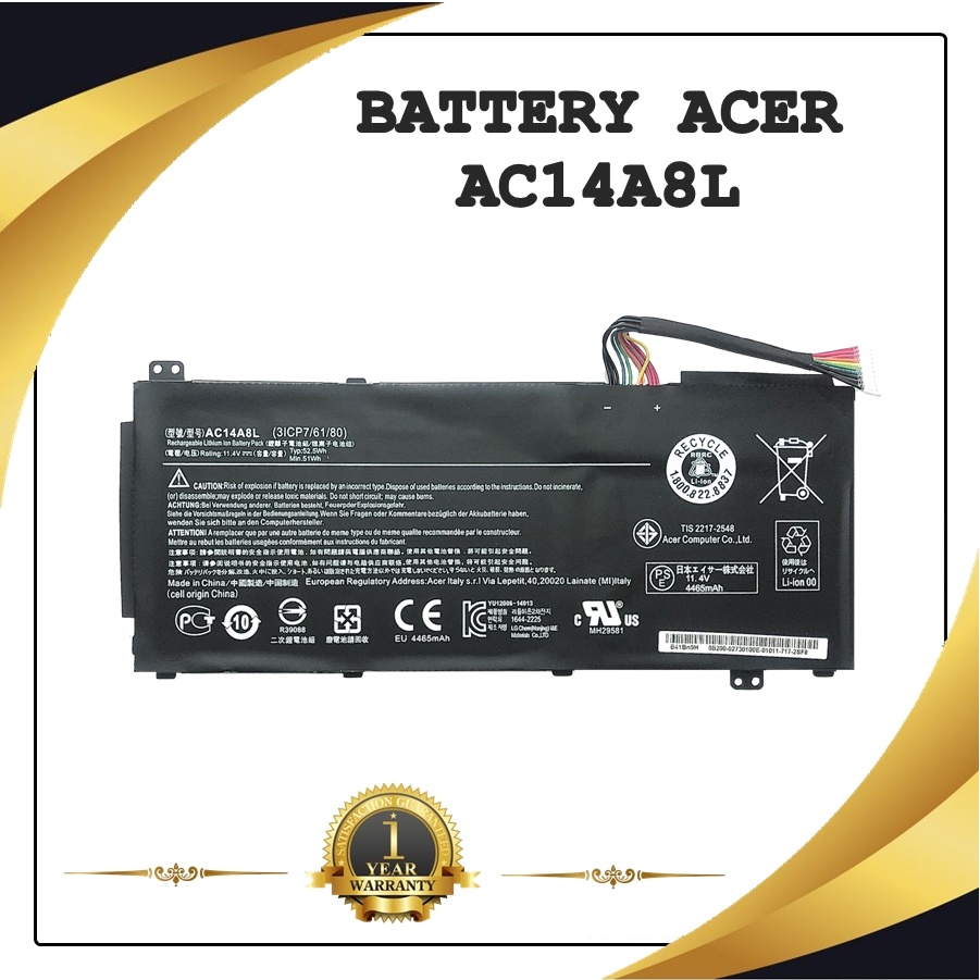 BATTERY NOTEBOOK ACER AC14A8L แท้ สำหรับ Acer Aspire VN7-571, VN7-591, VN7-592G, VN7-791 / แบตเตอรี่โน๊ตบุ๊คเอเซอร์
