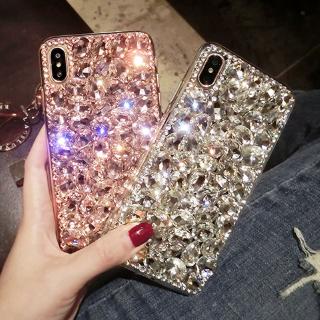 เคสโทรศัพท์ ชนิดซิลิโคน แบบนิ่ม สีพื้น แต่งคริสตัล สำหรับ IPhone 13 Pro Max 12 Mini X XR XS MAX 7 Plus 8 Plus 12 Pro Max 11 Pro Max 14 Plus 14 Pro Max Case