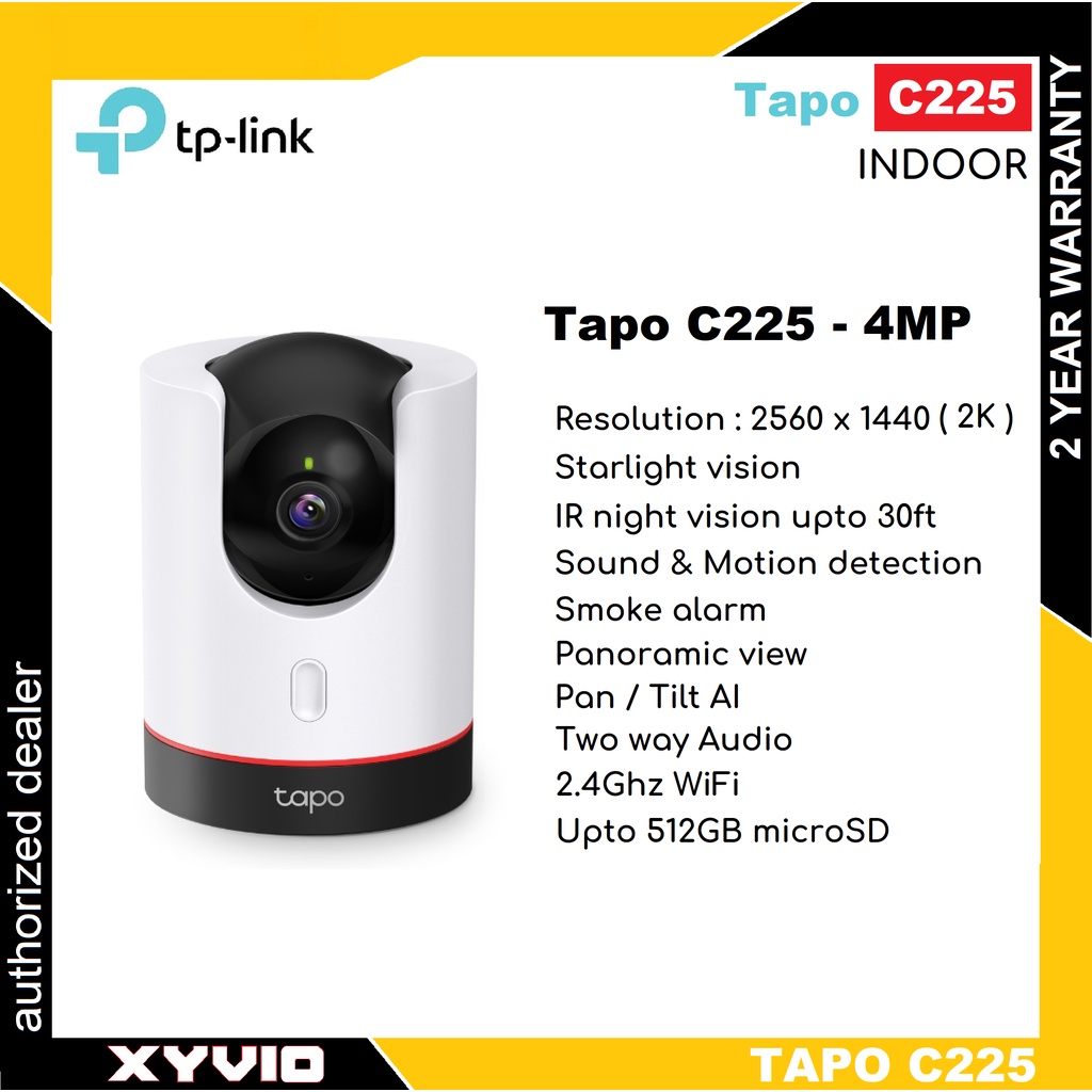 TP-LINK Tapo C225 4MP 2K Pan/Tilt Wi-Fi Camera กล้องวงจรปิดรักษาความปลอดภัย | Tapo C200 | กล้องวงจรป