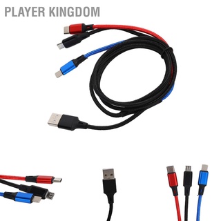 Player kingdom 3 In 1 สายเคเบิ้ลชาร์จไนล่อนถักสําหรับ Ios/Type C/Micro Ports