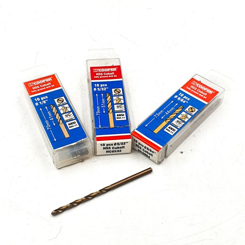 CF COOPER ดอกสว่านเจาะเหล็กและสแตนเลส คุณภาพสูง 1/8"-5/32"